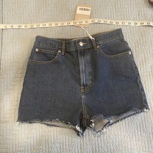 12” rise, 2” inseam, indigo color, perfect, new condition.